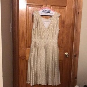Kate Spade Melody Pleaded Polka Dot Silk Dress
